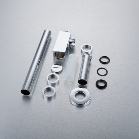 Syfon umywalkowy mosiężny kwadratowy Chrom