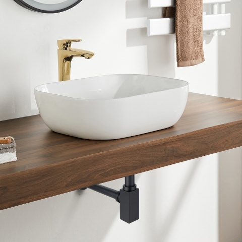 Syfon umywalkowy mosiężny kwadratowy Czarny