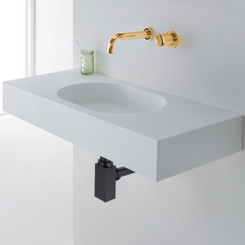 Syfon umywalkowy mosiężny kwadratowy Czarny