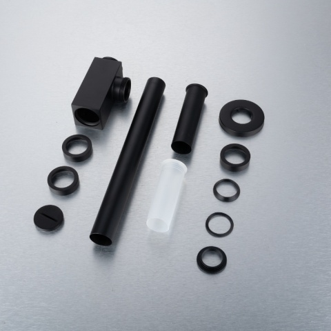 Syfon umywalkowy mosiężny kwadratowy Czarny