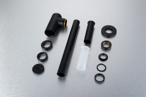 Syfon umywalkowy mosiężny okrągły Czarny