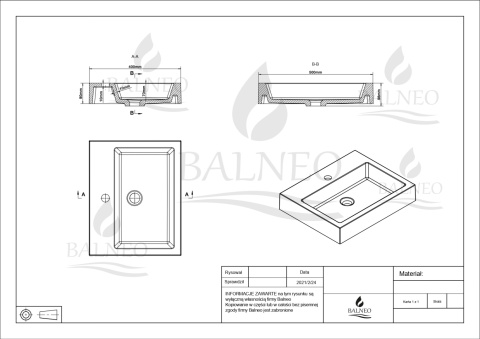Umywalka nablatowa LUCY 50 x 40 biała z konglomeratu