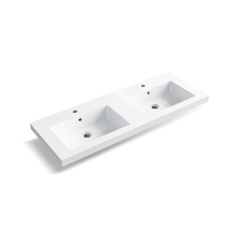 Umywalka nablatowa MILA 120 x 46 biała z konglomeratu