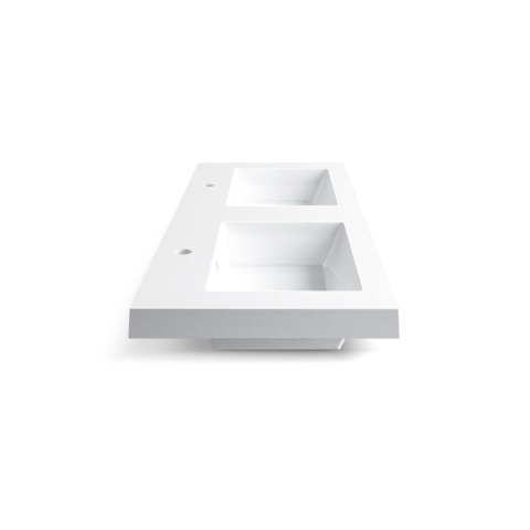 Umywalka nablatowa MILA 120 x 46 biała z konglomeratu