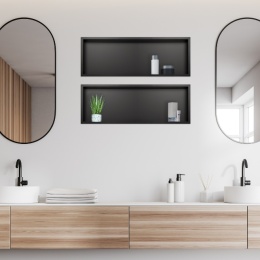 WALL-BOX ONE Black Półka wnękowa ze stali nierdzewnej czarna 60x20x10 cm