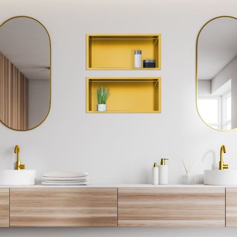 WALL-BOX ONE Gold Półka wnękowa ze stali nierdzewnej złota 45x20x10 cm