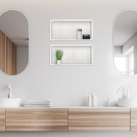 WALL-BOX ONE White Półka wnękowa ze stali nierdzewnej biała 45x20x10 cm