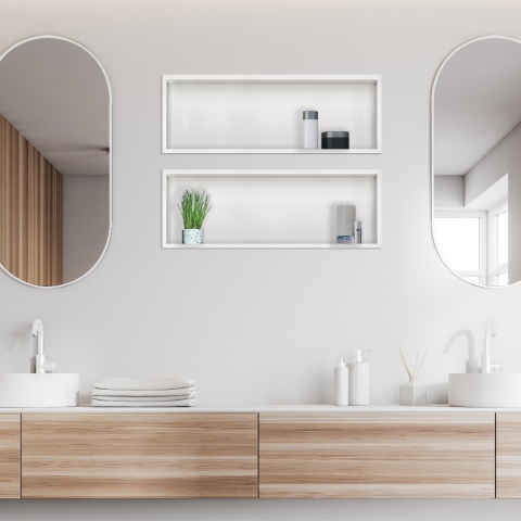 WALL-BOX ONE White Półka wnękowa ze stali nierdzewnej biała 60x20x10 cm