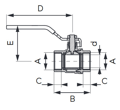Zawór kulowy DN40 1 1/2'' PN16 z rączką Zawór kulowy DN40 1 1/2'' PN16 z rączką