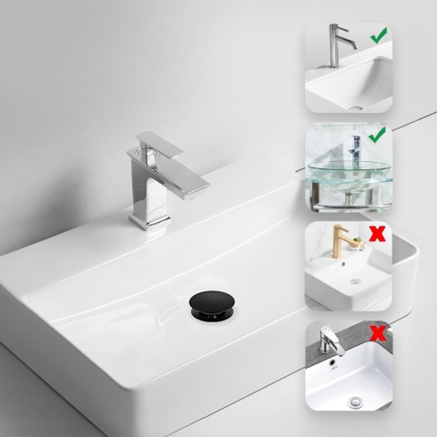 Korek umywalkowy mosiężny Klik Klak E bez przelewu Chrom