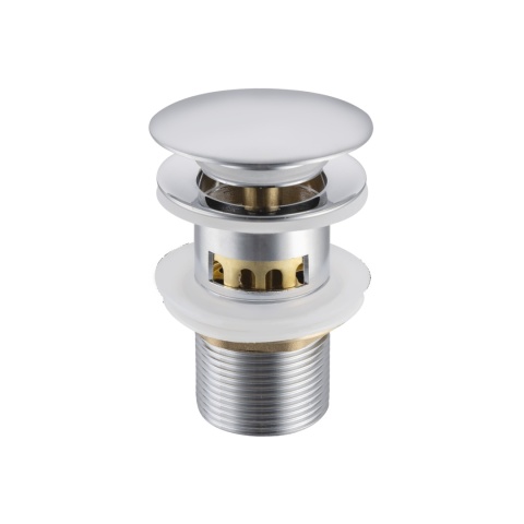 Korek umywalkowy mosiężny Klik Klak F z koszyczkiem i przelewem Chrom