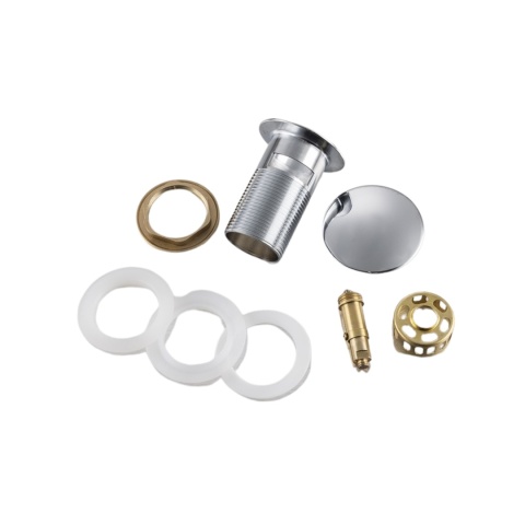 Korek umywalkowy mosiężny Klik Klak F z koszyczkiem i przelewem Chrom