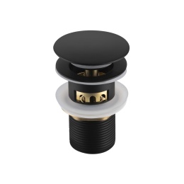 Korek umywalkowy mosiężny Klik Klak F z koszyczkiem i przelewem Czarny