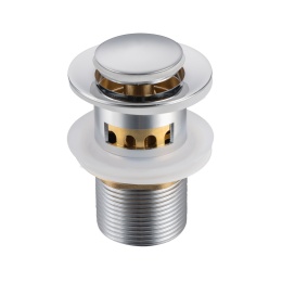 Korek umywalkowy mosiężny Klik Klak G z koszyczkiem i przelewem Chrom