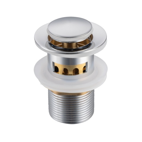 Korek umywalkowy mosiężny Klik Klak G z koszyczkiem i przelewem Chrom