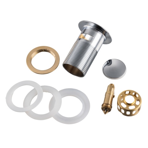 Korek umywalkowy mosiężny Klik Klak G z koszyczkiem i przelewem Chrom