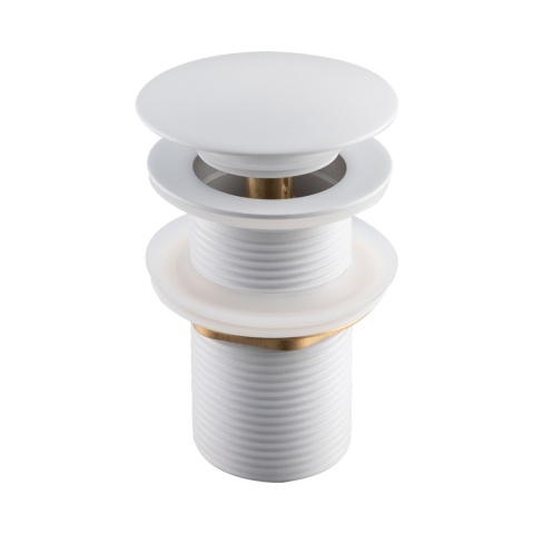 Korek umywalkowy mosiężny Klik Klak model A bez przelewu Biały