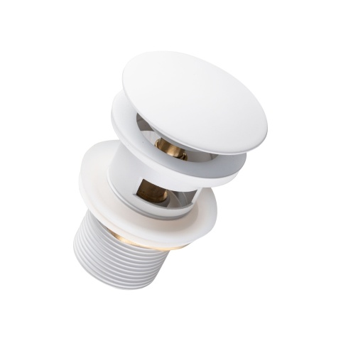 Korek umywalkowy mosiężny Klik Klak model A z przelewem Biały