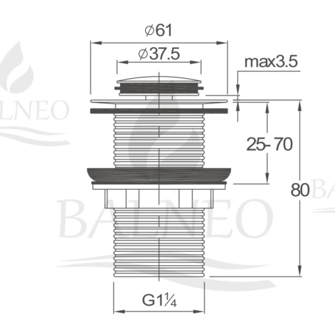 Korek umywalkowy mosiężny Klik Klak model B bez przelewu Biały