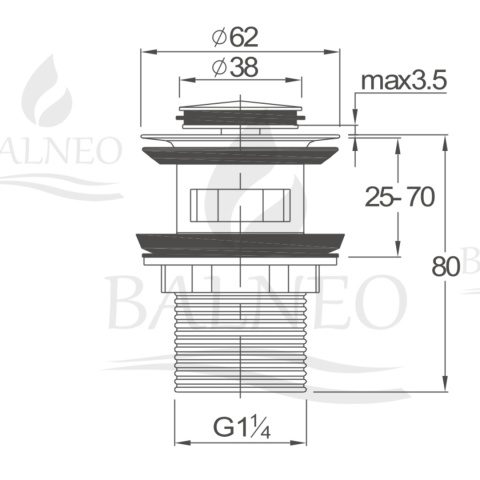 Korek umywalkowy mosiężny Klik Klak model B z przelewem Biały