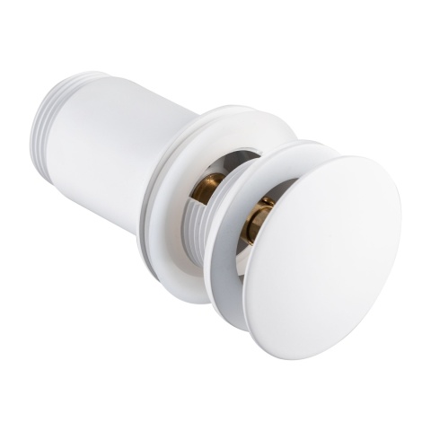 Korek umywalkowy mosiężny Klik Klak model C z przelewem Biały