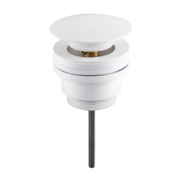 Korek umywalkowy mosiężny Klik Klak model D uniwersalny Biały