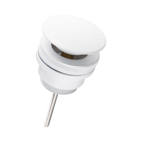 Korek umywalkowy mosiężny Klik Klak model D uniwersalny Biały