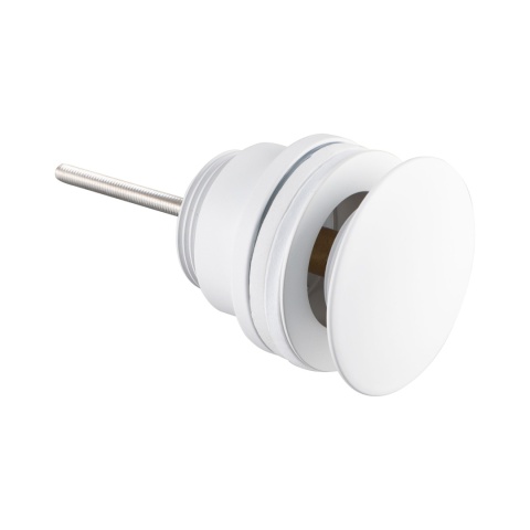 Korek umywalkowy mosiężny Klik Klak model D uniwersalny Biały