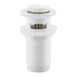 Korek umywalkowy mosiężny Klik Klak model E z przelewem Biały