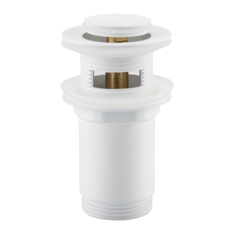 Korek umywalkowy mosiężny Klik Klak model E z przelewem Biały