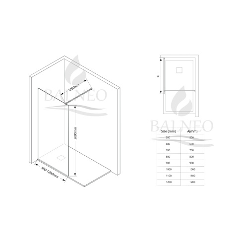 Ścianka prysznicowa Beira 80 x 200 cm transparentna 8 mm złota