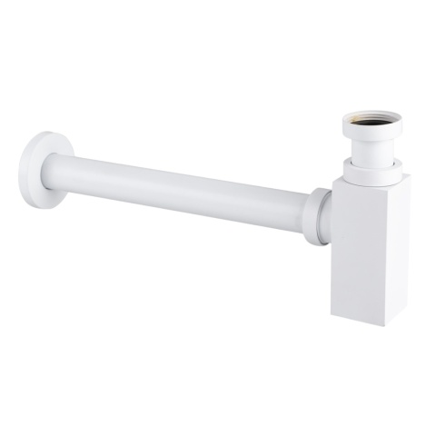 Syfon umywalkowy mosiężny kwadratowy White