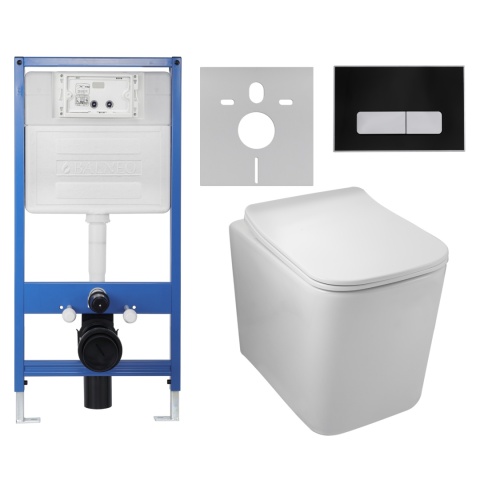 Zestaw podtynkowy WC stelaż Fix Frame Slim z białą miską WC Luga i przyciskiem spłukującym Ixo Zestaw podtynkowy WC stelaż Fix Frame Slim z białą miską WC Luga i przyciskiem spłukującym Ixo