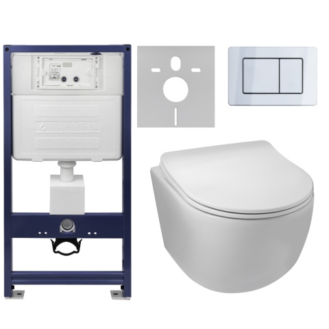 Zestaw podtynkowy WC stelaż Fix Frame Standard z białą miską WC Luna i przyciskiem spłukującym Axo Zestaw podtynkowy WC stelaż Fix Frame Standard z białą miską WC Luna i przyciskiem spłukującym Axo