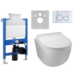 Zestaw podtynkowy WC stelaż Fix Frame Low z białą miską WC Luna i przyciskiem spłukującym Oxo chrom