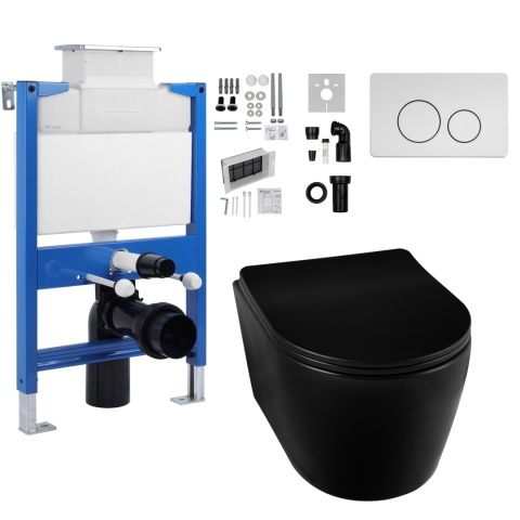 Zestaw podtynkowy WC stelaż Fix Frame Low z czarną miską WC Luxa i przyciskiem spłukującym Oxo Zestaw podtynkowy WC stelaż Fix Frame Low z czarną miską WC Luxa i przyciskiem spłukującym Oxo