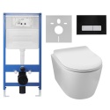 Zestaw podtynkowy WC stelaż Fix Frame Slim z białą miską WC Luxa i przyciskiem spłukującym Ixo biały