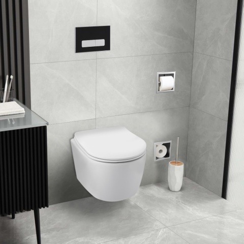 Zestaw podtynkowy WC stelaż Fix Frame Slim z białą miską WC Luxa i przyciskiem spłukującym Ixo biały