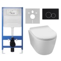 Zestaw podtynkowy WC stelaż Fix Frame Slim z białą miską WC Luxa i przyciskiem spłukującym Lxo biały