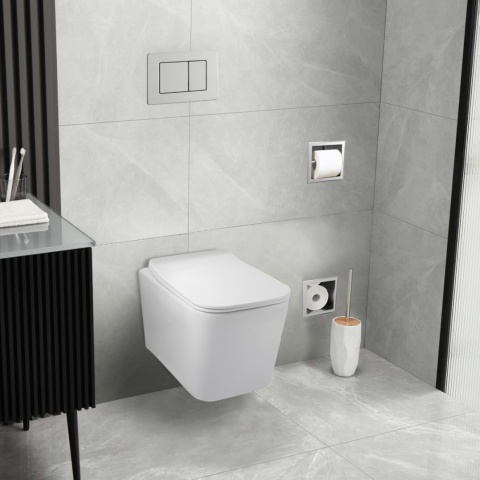 Zestaw podtynkowy WC stelaż Fix Frame Slim z białą miską WC Luga i przyciskiem spłukującym Axo złoty Zestaw podtynkowy WC stelaż Fix Frame Slim z białą miską WC Luga i przyciskiem spłukującym Axo złoty