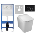 Zestaw podtynkowy WC stelaż Fix Frame Slim z białą miską WC Luga i przyciskiem spłukującym Lxo chrom