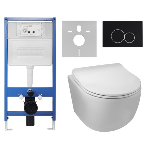 Zestaw podtynkowy WC stelaż Fix Frame Slim z białą miską WC Luna i przyciskiem spłukującym Exo biały Zestaw podtynkowy WC stelaż Fix Frame Slim z białą miską WC Luna i przyciskiem spłukującym Exo biały