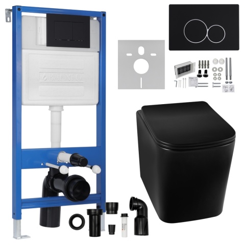 Zestaw podtynkowy WC stelaż Fix Frame Slim z czarną miską WC Luga i przyciskiem spłukującym Exo/Lxo Zestaw podtynkowy WC stelaż Fix Frame Slim z czarną miską WC Luga i przyciskiem spłukującym Exo/Lxo