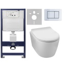 Zestaw podtynkowy WC stelaż Fix Frame Standard z białą miską WC Luxa i przyciskiem spłukującym Axo inox