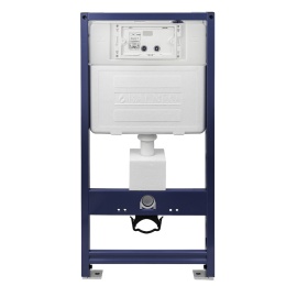 Zestaw podtynkowy WC stelaż Fix Frame Standard z białą miską WC Luxa i przyciskiem spłukującym Axo inox