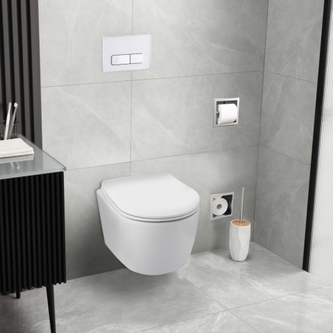 Zestaw podtynkowy WC stelaż Fix Frame Standard z białą miską WC Luxa i przyciskiem spłukującym Ixo biały Zestaw podtynkowy WC stelaż Fix Frame Standard z białą miską WC Luxa i przyciskiem spłukującym Ixo biały