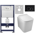 Zestaw podtynkowy WC stelaż Fix Frame Standard z białą miską WC Luga i przyciskiem spłukującym Lxo chrom