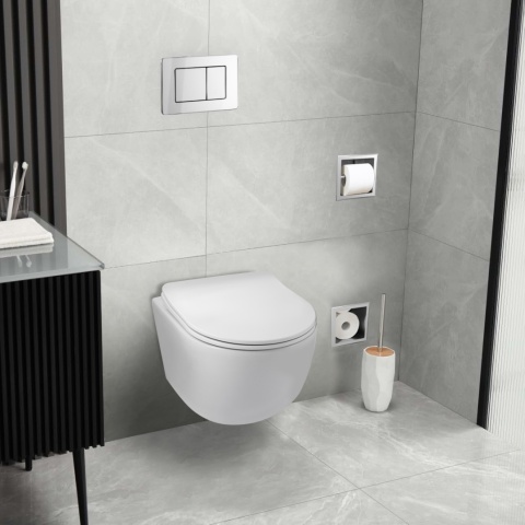 Zestaw podtynkowy WC stelaż Fix Frame Standard z białą miską WC Luna i przyciskiem spłukującym Axo Zestaw podtynkowy WC stelaż Fix Frame Standard z białą miską WC Luna i przyciskiem spłukującym Axo