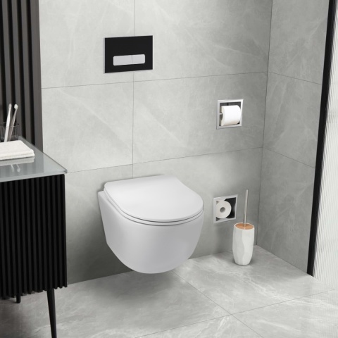 Zestaw podtynkowy WC stelaż Fix Frame Standard z białą miską WC Luna i przyciskiem spłukującym Ixo biały Zestaw podtynkowy WC stelaż Fix Frame Standard z białą miską WC Luna i przyciskiem spłukującym Ixo biały