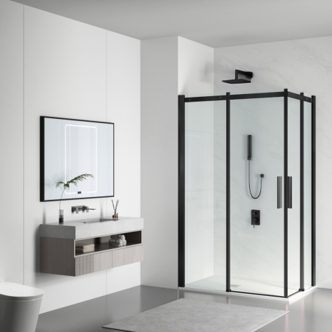 Kabina prysznicowa rozsuwana Rio - BLACK 80x100 cm